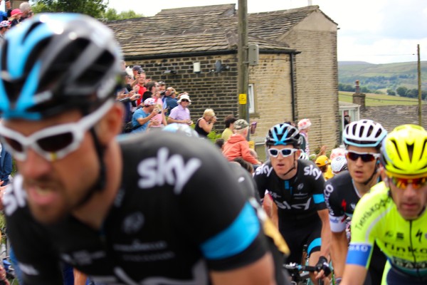 Sky Riders on the Cote de Ripponden Sky Riders Eisel Bernhard and Geraint Thomas Ripponden Bank Calderdale Tour De France