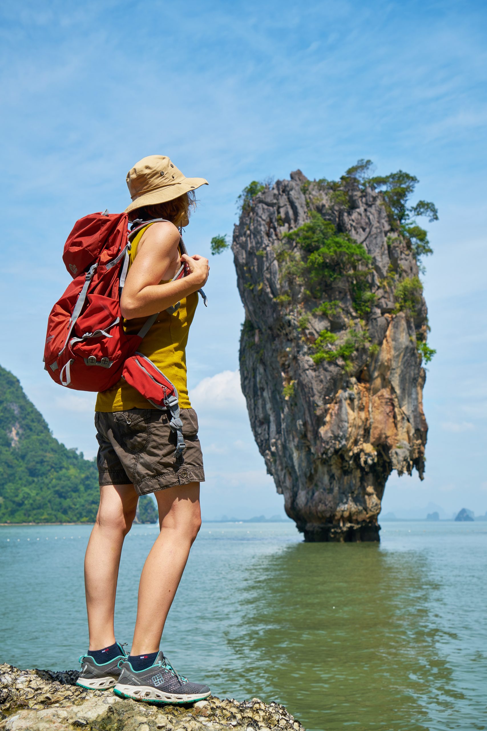 Backpacker in exotic location