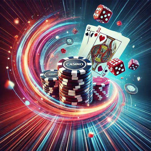 Cards and Casino Chips in an animated image